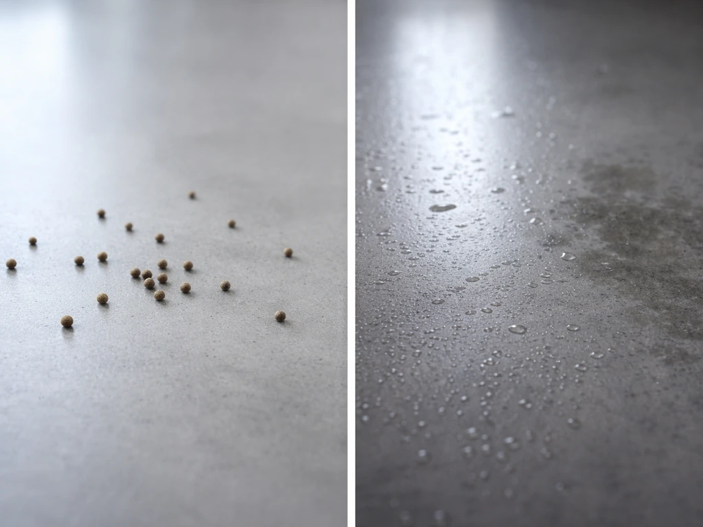 Minimal split image concept showing hardy spore-like particles left and dark anaerobic growth cues right.