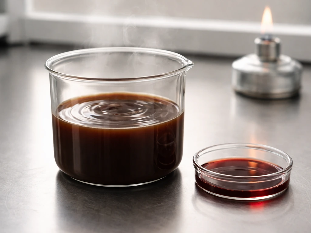Bench-top view of dark chocolate agar being prepared in a lab dish with warm agar base and blood added