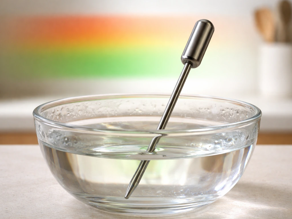 Kitchen thermometer hovering near 37°C with a transparent color-safe band from 20–45°C