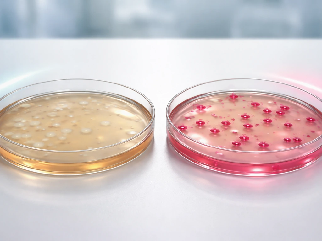 Close-up of MacConkey agar plate colonies showing pale Salmonella-like and red lactose-fermenter-like growth