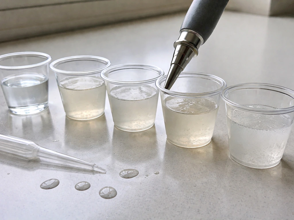 Salt-water activity concept shown with brine samples and an aw probe