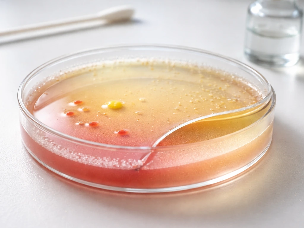 Close-up of mannitol salt agar in a petri dish showing selective/differential cue using simple, unlabeled components.