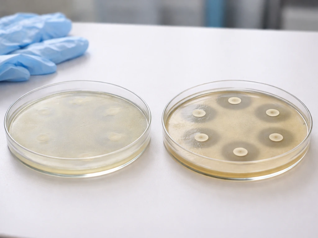 Lab agar plates side by side showing unclear early result vs clearer zone after longer incubation.